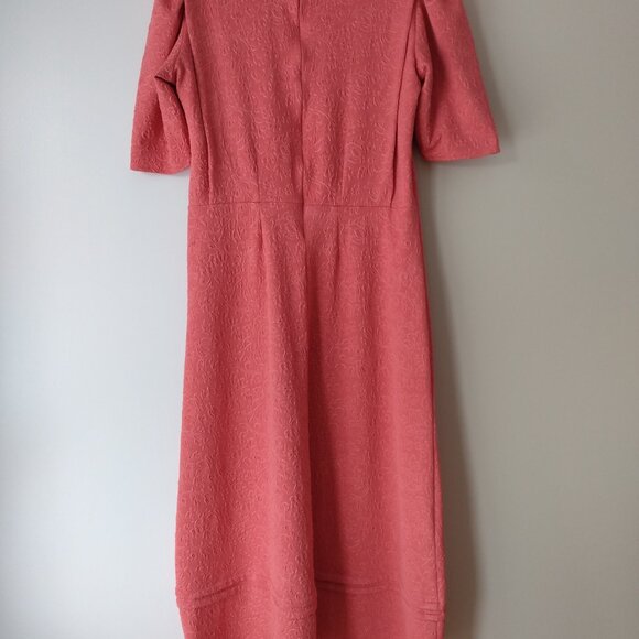 Mennonite Cape Dress 40" Bust 34" Waist Pink Modest Stretchy Textured - Picture 11 of 14
